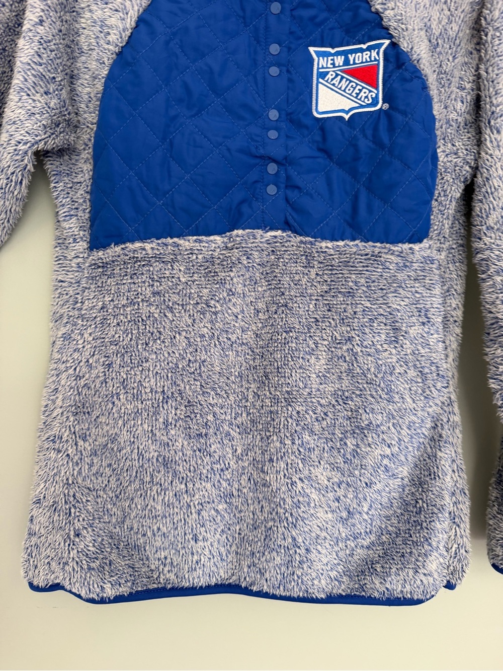 New York Rangers NHL Hockey Cozy 1/4 Button Pullover Fleece Sweatshirt Sherpa - Picture 8 of 15